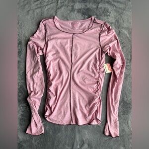 FP Movement by Free People Pink Ruched Long Sleeve Tee